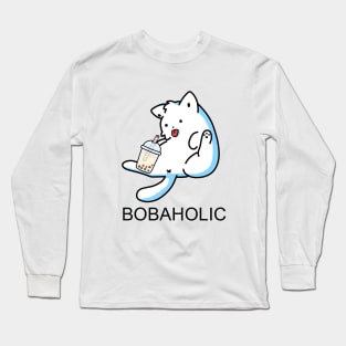 Lazy Bobaholic Kitty! Long Sleeve T-Shirt